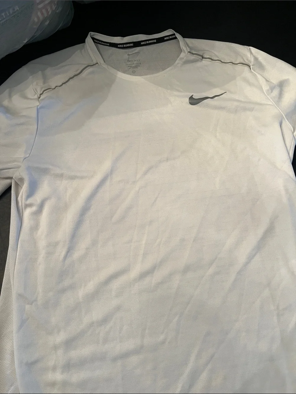 Nike White Long-Sleeve Performance Tee with Gray Swoosh